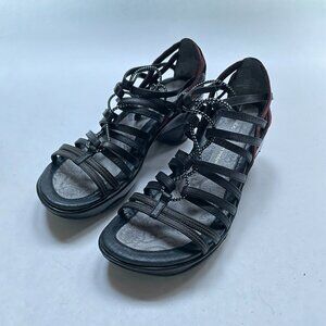 Jambu Troy Sport Wedge Sandals | Black - Burgundy | Size 6